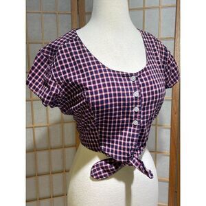 VTG Stefano Lg Gingham Crop Top